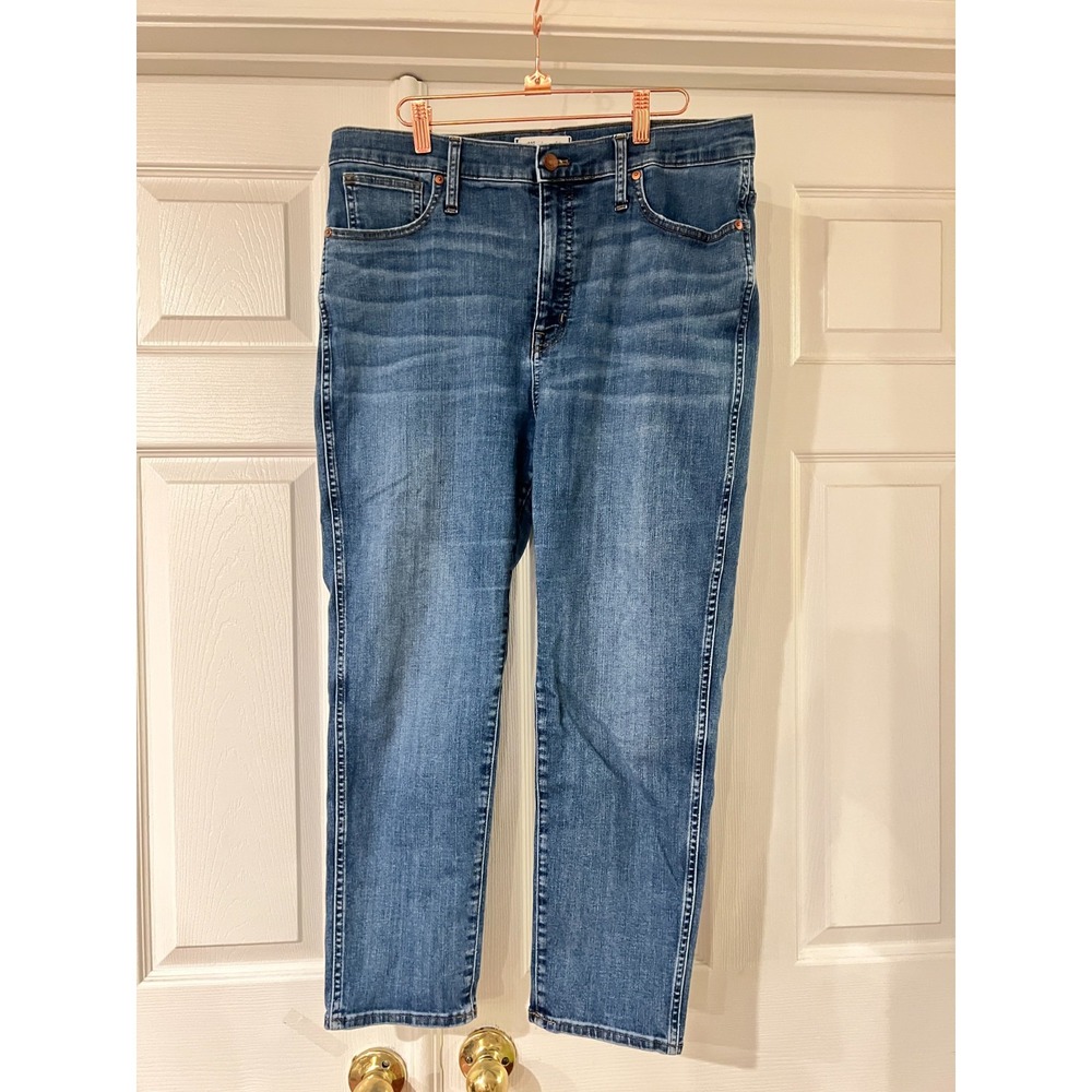 Madewell Womens Blue Stovepipe‎ High Rise Straight Jeans Sz 32 Classic Basic